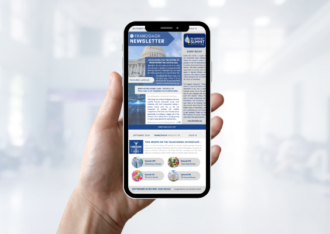 FranCoach newsletter september 2024 on an iPhone screen with a grey corporate background